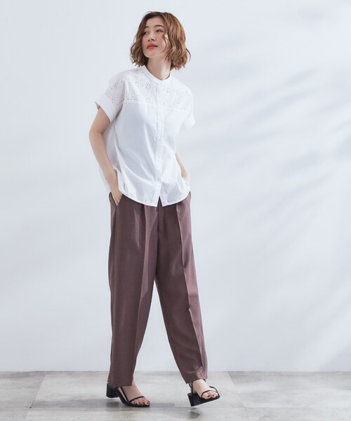 grove（グローブ）の「涼やかさと上品さを兼ね備えた　レースシャツブラウス（シャツ/ブラウス・レディース・オフホワイト/ブラック/ブルーグリーン・02/03/04/05/01）」の6枚目の写真