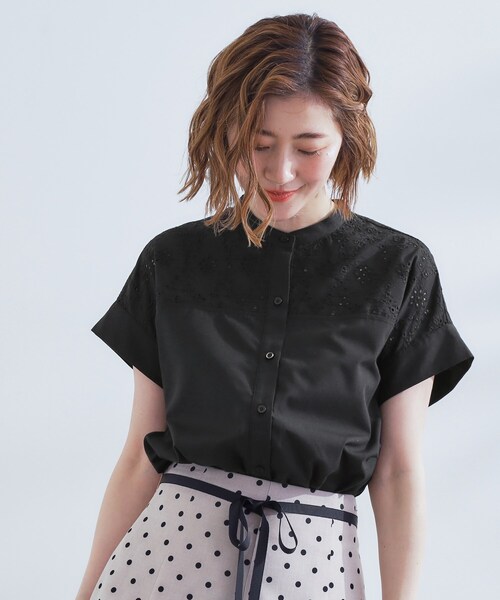 grove（グローブ）の「涼やかさと上品さを兼ね備えた　レースシャツブラウス（シャツ/ブラウス・レディース・オフホワイト/ブラック/ブルーグリーン・02/03/04/05/01）」の8枚目の写真