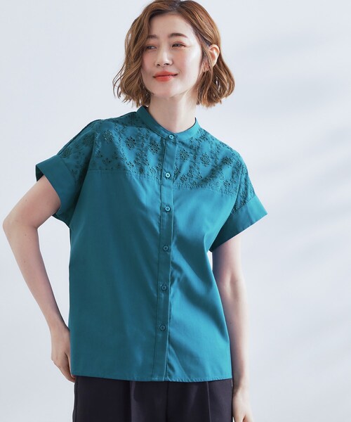 grove（グローブ）の「涼やかさと上品さを兼ね備えた　レースシャツブラウス（シャツ/ブラウス・レディース・オフホワイト/ブラック/ブルーグリーン・02/03/04/05/01）」の12枚目の写真