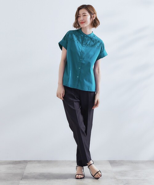 grove（グローブ）の「涼やかさと上品さを兼ね備えた　レースシャツブラウス（シャツ/ブラウス・レディース・オフホワイト/ブラック/ブルーグリーン・02/03/04/05/01）」の13枚目の写真