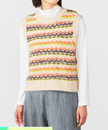 LE GLAZIK | LE GLAZIK | ジャカード クルーネックニットベスト WOMEN(ベスト)