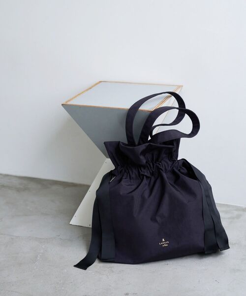 美品　LANVIN en Bleu ランバン★かごバッグ　トートバッグ　ブラック 美品 LANVIN en Bleu ランバン☆かごバッグ トートバッグ