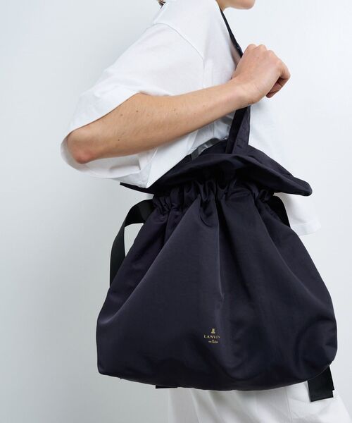 LANVIN en Bleu（ランバンオンブルー）の「グログランギャザートートバッグ（トートバッグ・レディース・ライトカーキ/ネイビー/ブラック/ブラウン・FREE）」の6枚目の写真