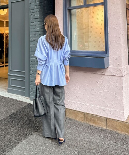 NOLLEY’S（ノーリーズ）の「【追加】ウォッシャブルシアースキッパータックブラウス（シャツ/ブラウス・レディース・オフホワイト/ネイビー/ブラック/サックスブルー・38）」の8枚目の写真