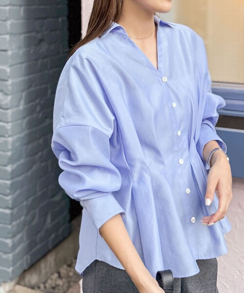 NOLLEY’S（ノーリーズ）の「【追加】ウォッシャブルシアースキッパータックブラウス（シャツ/ブラウス・レディース・オフホワイト/ネイビー/ブラック/サックスブルー・38）」の11枚目の写真