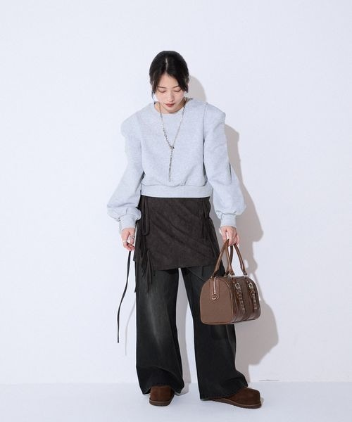 JEANASIS（ジーナシス）の「パワショルショートプルオーバー/591794（スウェット・レディース・ブラック/グレー・FREE）」の3枚目の写真