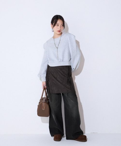 JEANASIS（ジーナシス）の「パワショルショートプルオーバー/591794（スウェット・レディース・ブラック/グレー・FREE）」の4枚目の写真