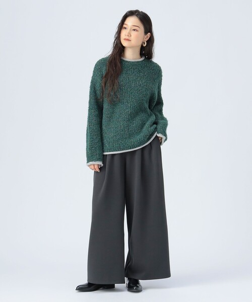 BEAMS HEART(ビームスハート)の「配色 ネップヤーン ニット(ニット/セーター・レディース・グリーン/ホワイト系その他5/ブラック・FREE)」の4枚目の写真