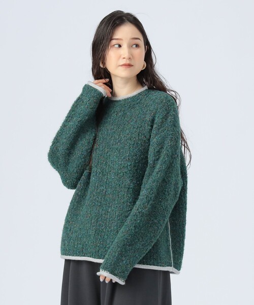 BEAMS HEART(ビームスハート)の「配色 ネップヤーン ニット(ニット/セーター・レディース・グリーン/ホワイト系その他5/ブラック・FREE)」の5枚目の写真