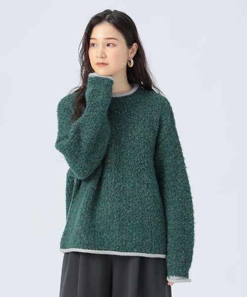 BEAMS HEART(ビームスハート)の「配色 ネップヤーン ニット(ニット/セーター・レディース・グリーン/ホワイト系その他5/ブラック・FREE)」の6枚目の写真
