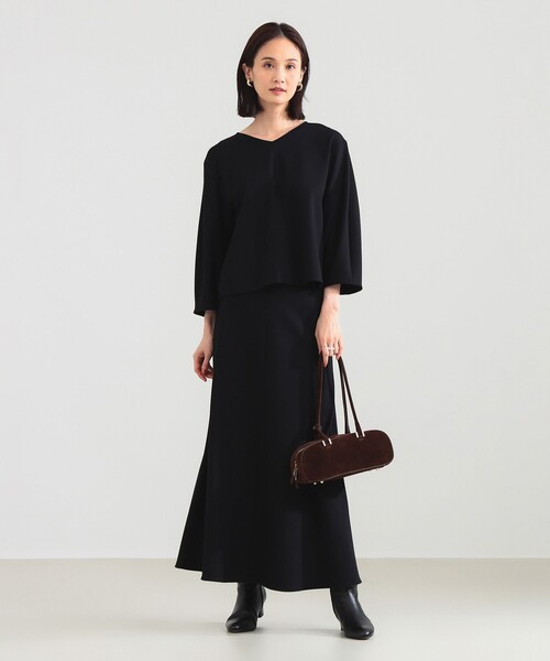 Demi-Luxe BEAMS（デミルクス ビームス）の「【1/9再値下げ】レーヨン ナイロン ポンチ Vネック プルオーバー［手洗い可］（Tシャツ/カットソー・レディース・ブラック/ホワイト・ONE SIZE）」の12枚目の写真