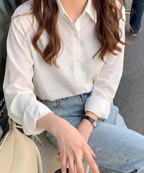 cammie(キャミー)の「ベーシックシンプル無地シャツ(Tシャツ/カットソー・レディース・ライトイエロー/オフホワイト/ブラック・L/M)」の1枚目の写真