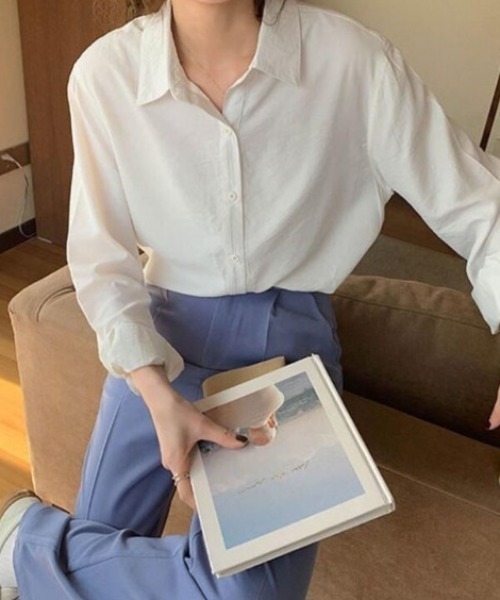 cammie(キャミー)の「ベーシックシンプル無地シャツ(Tシャツ/カットソー・レディース・ライトイエロー/オフホワイト/ブラック・L/M)」の8枚目の写真