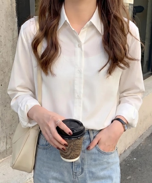 cammie(キャミー)の「ベーシックシンプル無地シャツ(Tシャツ/カットソー・レディース・ライトイエロー/オフホワイト/ブラック・L/M)」の6枚目の写真