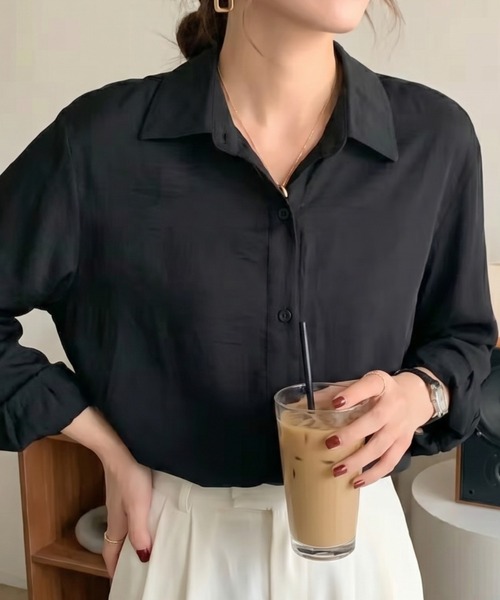 cammie(キャミー)の「ベーシックシンプル無地シャツ(Tシャツ/カットソー・レディース・ライトイエロー/オフホワイト/ブラック・L/M)」の12枚目の写真