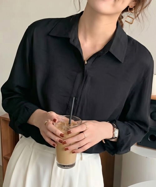 cammie(キャミー)の「ベーシックシンプル無地シャツ(Tシャツ/カットソー・レディース・ライトイエロー/オフホワイト/ブラック・L/M)」の11枚目の写真