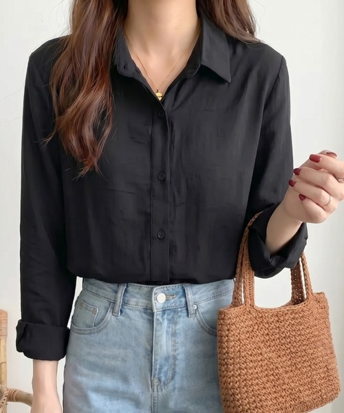 cammie(キャミー)の「ベーシックシンプル無地シャツ(Tシャツ/カットソー・レディース・ライトイエロー/オフホワイト/ブラック・L/M)」の14枚目の写真