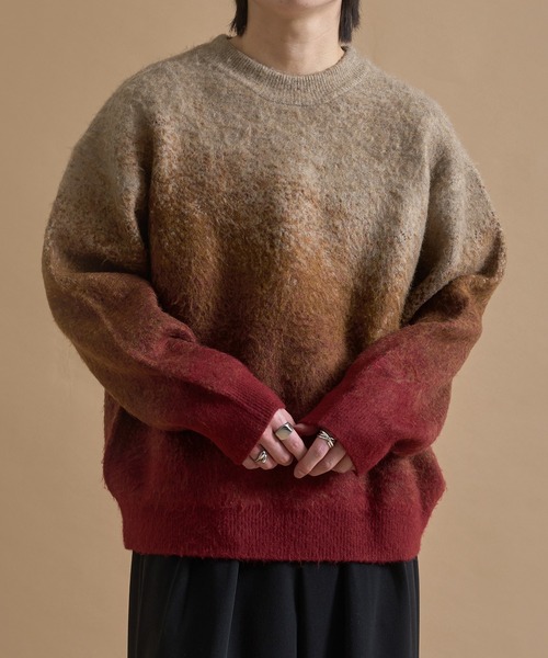 epnok（エプノック）の「グラデーションルーズニット（ニット/セーター・メンズ・ブルー/ブラック/ライトグレー/ブラウン/レッド/ネイビー・SMALL/MEDIUM/LARGE）」の6枚目の写真