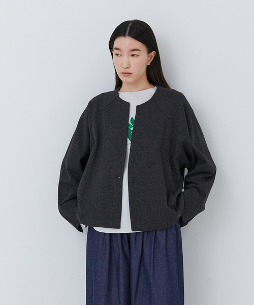 デザインフロントジャケット（ノーカラージャケット）｜conges payes