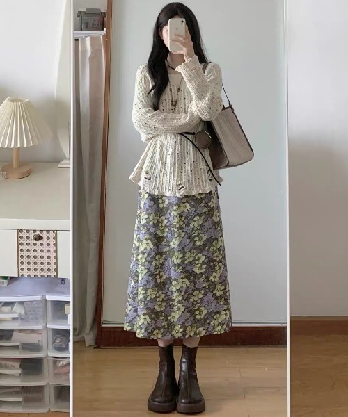 gossip!ロサンゼルス(ゴシップロサンゼルス)の「ダメージアクセント かぎ編みニットトップス(ニット/セーター・レディース・オフホワイト・M)」の4枚目の写真