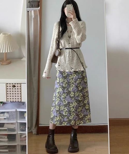 gossip!ロサンゼルス(ゴシップロサンゼルス)の「ダメージアクセント かぎ編みニットトップス(ニット/セーター・レディース・オフホワイト・M)」の5枚目の写真