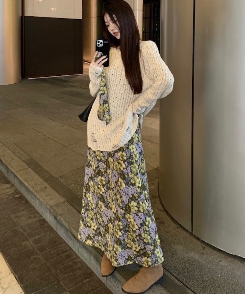 gossip!ロサンゼルス(ゴシップロサンゼルス)の「ダメージアクセント かぎ編みニットトップス(ニット/セーター・レディース・オフホワイト・M)」の9枚目の写真