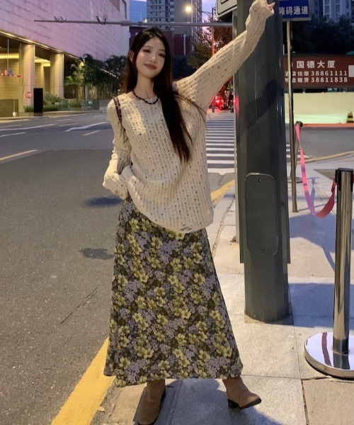 gossip!ロサンゼルス(ゴシップロサンゼルス)の「ダメージアクセント かぎ編みニットトップス(ニット/セーター・レディース・オフホワイト・M)」の11枚目の写真
