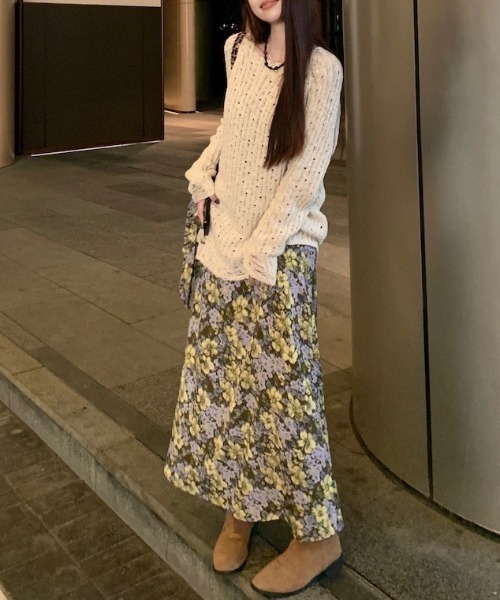 gossip!ロサンゼルス(ゴシップロサンゼルス)の「ダメージアクセント かぎ編みニットトップス(ニット/セーター・レディース・オフホワイト・M)」の17枚目の写真