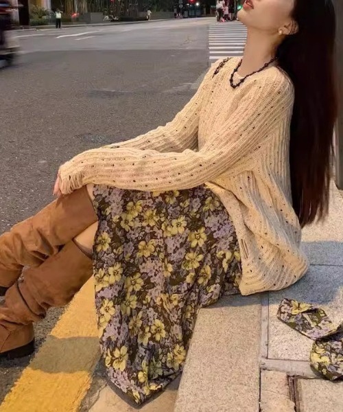gossip!ロサンゼルス(ゴシップロサンゼルス)の「ダメージアクセント かぎ編みニットトップス(ニット/セーター・レディース・オフホワイト・M)」の22枚目の写真