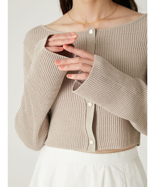 FRAY I.D(フレイアイディー)の「ランダムリブクロップドカーディガン(カーディガン/ボレロ・レディース・ブラック/ベージュ/ブルー・F)」の9枚目の写真