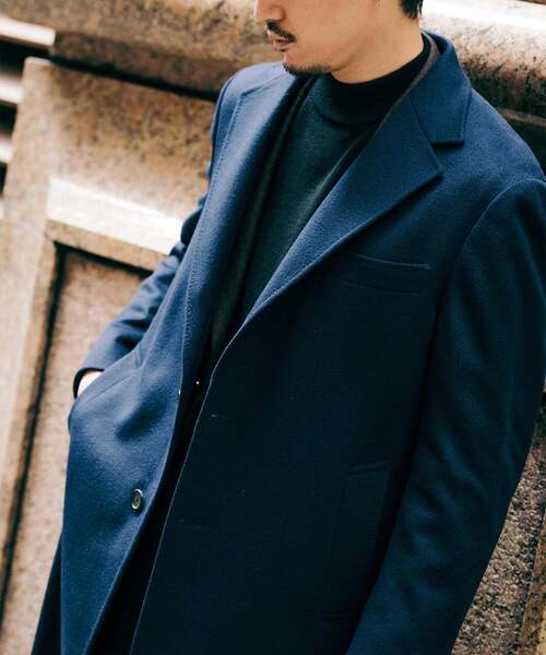 【未使用】エディフィス EDIFICE 140S メルトンチェスターコート XL EDIFICE チェスターコート コート SUPER 140's ウール