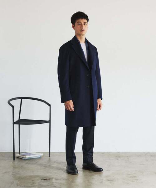 EDIFICE(エディフィス)の「SUPER 140’s ウール / カシミヤ チェスターコート(チェスターコート・メンズ・チャコールグレー/ブラック/ネイビー/グリーン/ブラウン・52/50/48/46/44/42)」の14枚目の写真