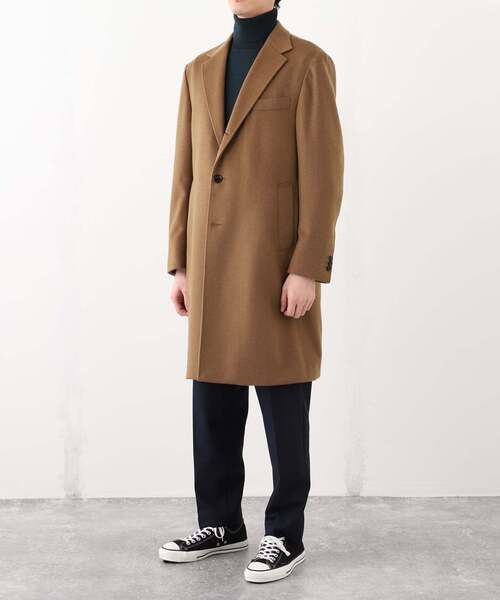 美品　エディフィス　ウールチェスターコート　キャメル　ロング丈　上質ウール　L 美品 エディフィス ウールチェスターコート キャメル ロング丈