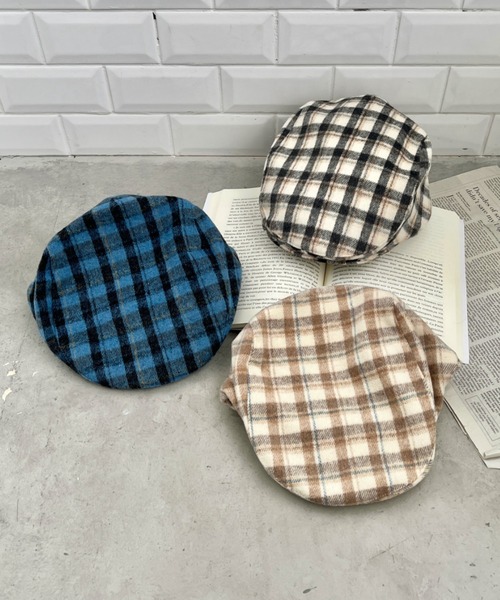 SOLLON.（ソルロン）の「起毛チェックハンチング帽（ハンチング/ベレー帽・レディース・ベージュ/ブラック/ブルー・FREE）」の4枚目の写真