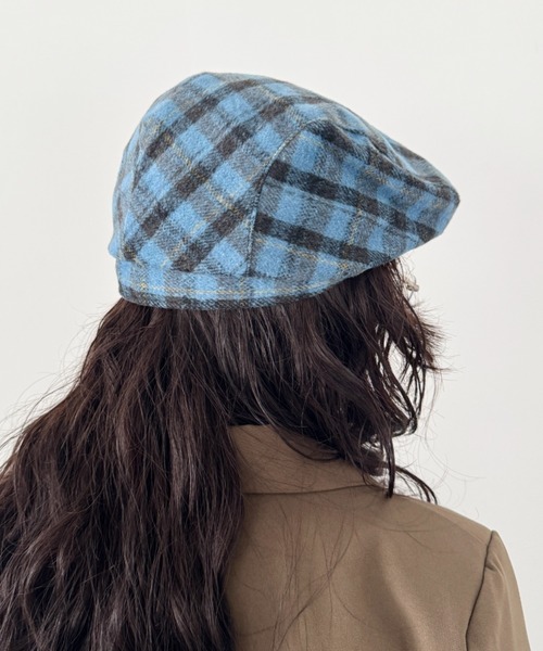 SOLLON.（ソルロン）の「起毛チェックハンチング帽（ハンチング/ベレー帽・レディース・ベージュ/ブラック/ブルー・FREE）」の8枚目の写真