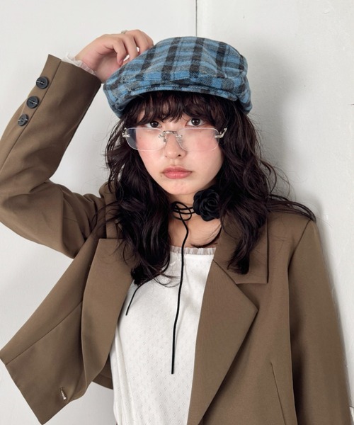 SOLLON.（ソルロン）の「起毛チェックハンチング帽（ハンチング/ベレー帽・レディース・ベージュ/ブラック/ブルー・FREE）」の5枚目の写真
