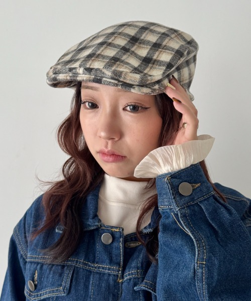SOLLON.（ソルロン）の「起毛チェックハンチング帽（ハンチング/ベレー帽・レディース・ベージュ/ブラック/ブルー・FREE）」の22枚目の写真