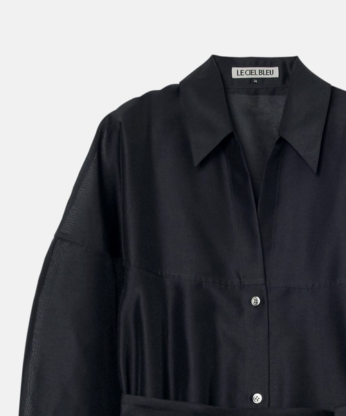 LE CIEL BLEU（ルシェルブルー）の「オーガンザベルテッドシャツドレス / Organza Belted Shirt Dress（その他アウター・レディース・ブラック/ベージュ/ピンク・36）」の8枚目の写真