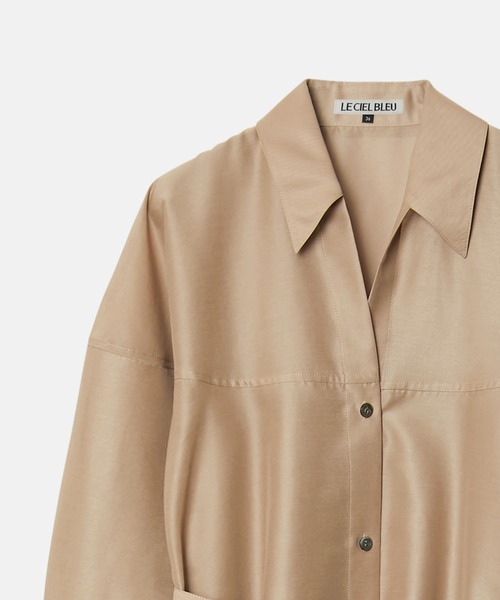 LE CIEL BLEU（ルシェルブルー）の「オーガンザベルテッドシャツドレス / Organza Belted Shirt Dress（その他アウター・レディース・ブラック/ベージュ/ピンク・36）」の15枚目の写真