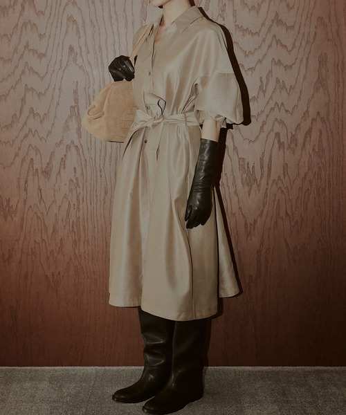 LE CIEL BLEU（ルシェルブルー）の「オーガンザベルテッドシャツドレス / Organza Belted Shirt Dress（その他アウター・レディース・ブラック/ベージュ/ピンク・36）」の12枚目の写真