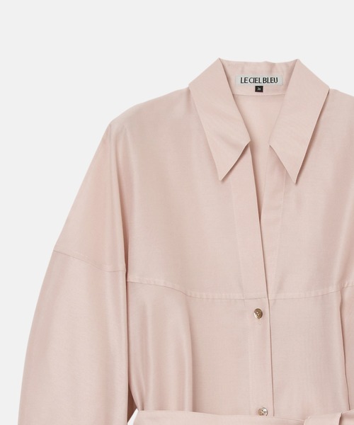 LE CIEL BLEU（ルシェルブルー）の「オーガンザベルテッドシャツドレス / Organza Belted Shirt Dress（その他アウター・レディース・ブラック/ベージュ/ピンク・36）」の5枚目の写真