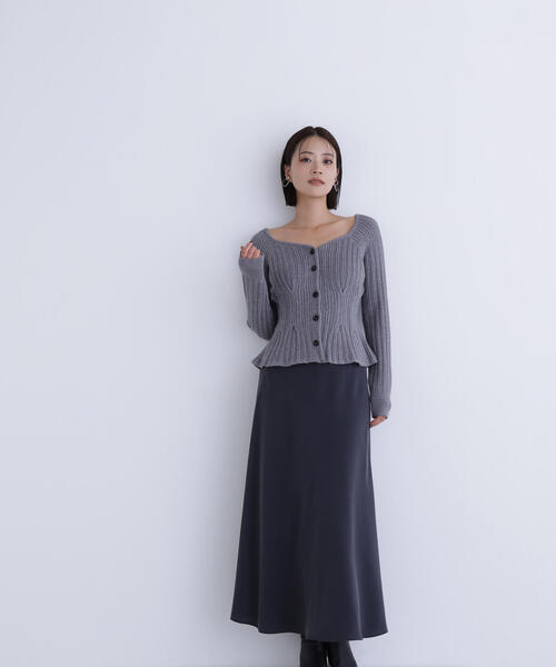 NATURAL BEAUTY BASIC（ナチュラルビューティーベーシック）の「◇柄編みペプラムニットカーディガン（カーディガン/ボレロ・レディース・イエロー/グレー/オフホワイト・FREE）」の10枚目の写真