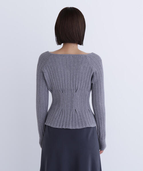 NATURAL BEAUTY BASIC（ナチュラルビューティーベーシック）の「◇柄編みペプラムニットカーディガン（カーディガン/ボレロ・レディース・イエロー/グレー/オフホワイト・FREE）」の12枚目の写真