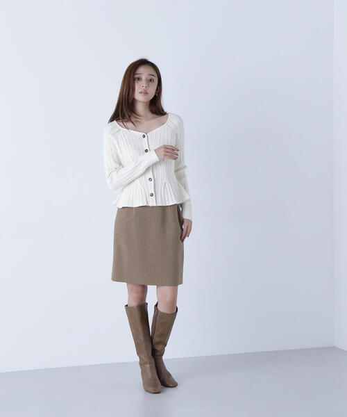 NATURAL BEAUTY BASIC（ナチュラルビューティーベーシック）の「◇柄編みペプラムニットカーディガン（カーディガン/ボレロ・レディース・イエロー/グレー/オフホワイト・FREE）」の20枚目の写真