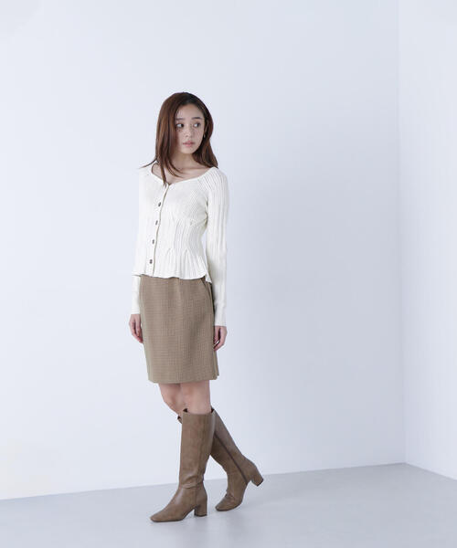 NATURAL BEAUTY BASIC（ナチュラルビューティーベーシック）の「◇柄編みペプラムニットカーディガン（カーディガン/ボレロ・レディース・イエロー/グレー/オフホワイト・FREE）」の22枚目の写真