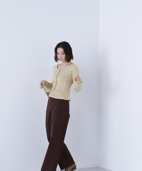 ◇柄編みペプラムニットカーディガン（カーディガン/ボレロ）｜NATURAL