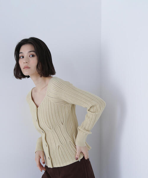◇柄編みペプラムニットカーディガン（カーディガン/ボレロ）｜NATURAL
