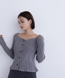 NATURAL BEAUTY BASIC | ◇柄編みペプラムニットカーディガン(カーディガン/ボレロ)