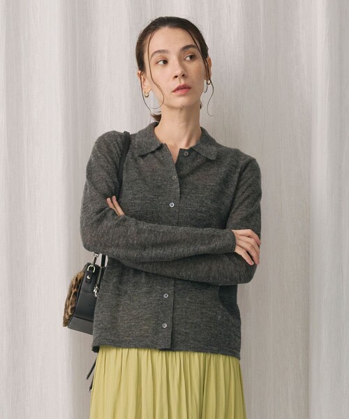 BEAUTY&YOUTH UNITED ARROWS（ビューティーアンドユースユナイテッドアローズ）の「モヘヤブレンドシャギー シアーカーディガン（カーディガン/ボレロ・レディース・ダークグレー/ダークブラウン/オフホワイト・FREE）」の4枚目の写真