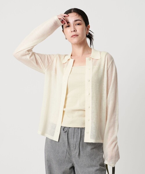 BEAUTY&YOUTH UNITED ARROWS（ビューティーアンドユースユナイテッドアローズ）の「モヘヤブレンドシャギー シアーカーディガン（カーディガン/ボレロ・レディース・ダークグレー/ダークブラウン/オフホワイト・FREE）」の9枚目の写真